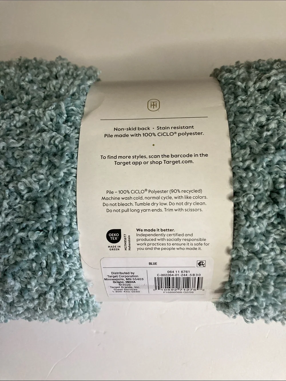 Threshold Total Fresh Bath Runner 22” x 60” Antimicrobial Blue CICLO Polyester